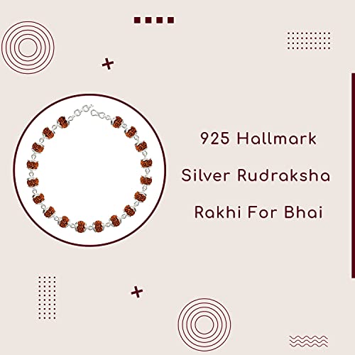 Silver Rudraksha Rakhi with Rudraksha Bracelet and Pendant
