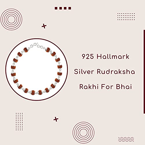 Silver Pearl Rakhi and Rudraksha Bracelet