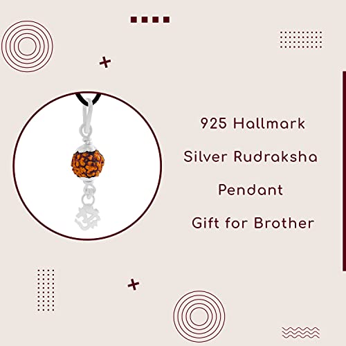 Silver Pearl Rakhi with Rudraksha Pendant