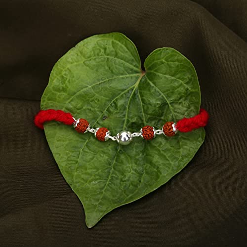 Silver Rudraksha Rakhi and Rudraksha Bracelet