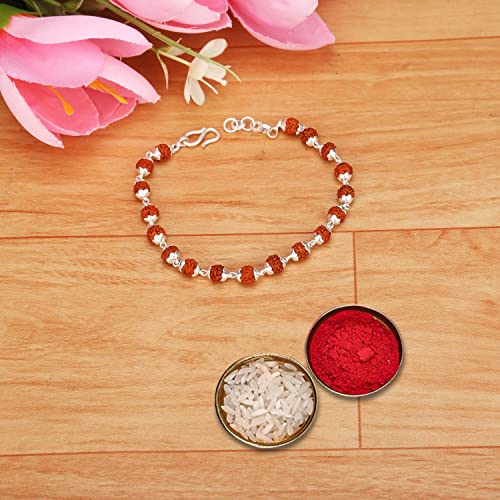 Silver Rudraksha Rakhi and Rudraksha Bracelet