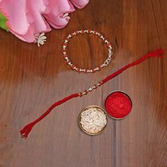 Silver Rudraksha Rakhi and Rudraksha Bracelet