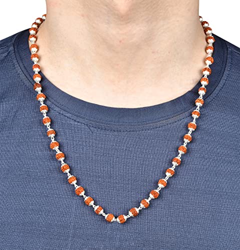 5 mukhi rudraksha mala in silver