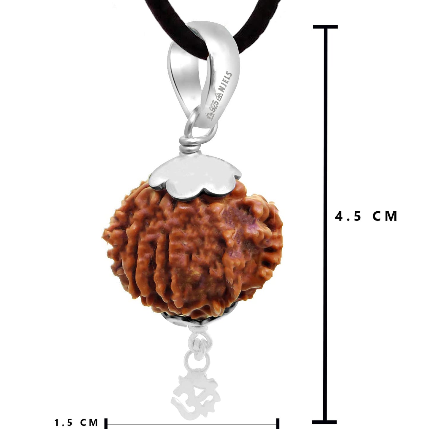 5 Mukhi Rudraksha Mala with 925 Silver OM Pendant