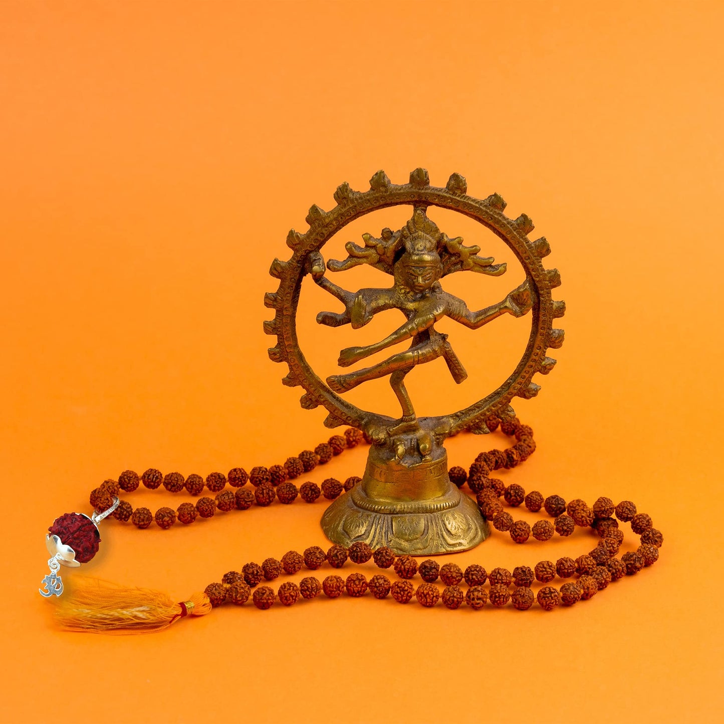 5 Mukhi Rudraksha Mala with 925 Silver OM Pendant