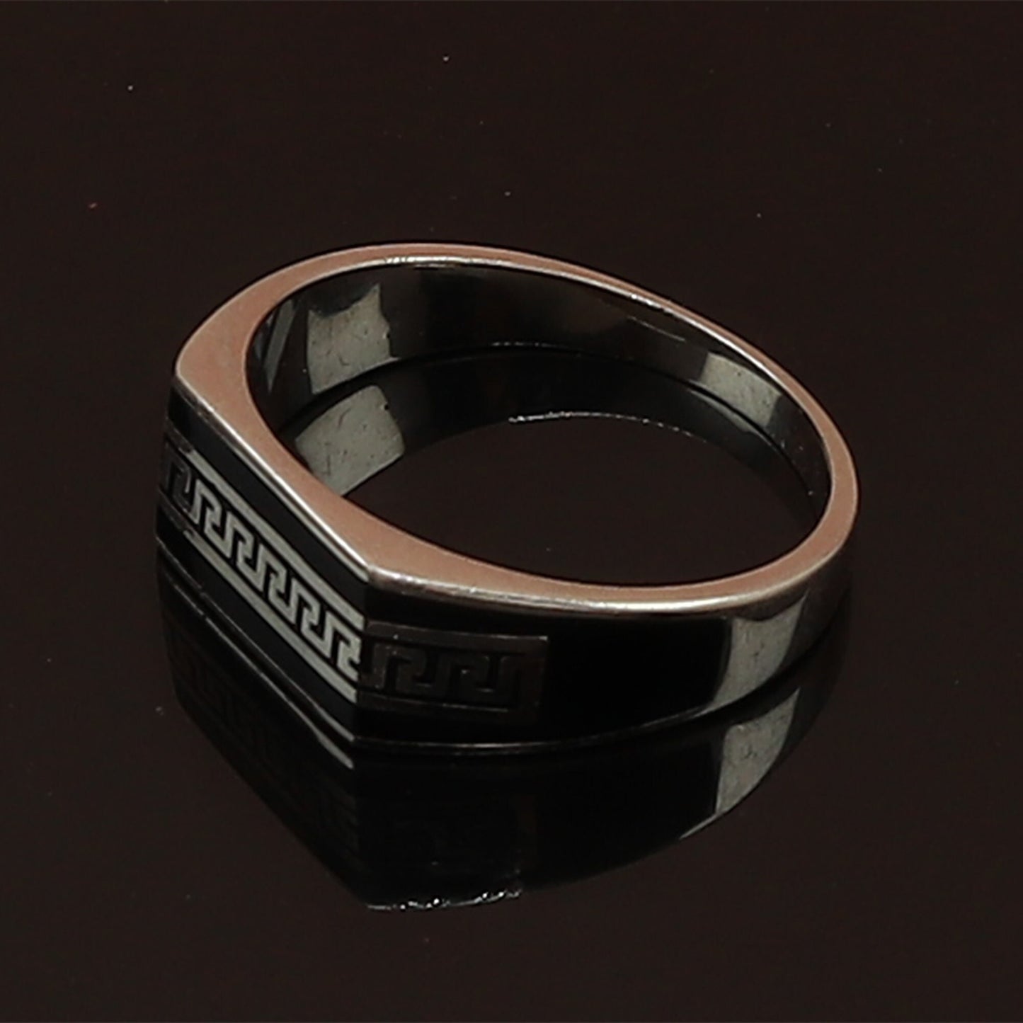 925 Sterling Silver Men's Ring Designer Black Enamel Gents Silver Ring Gift for Him