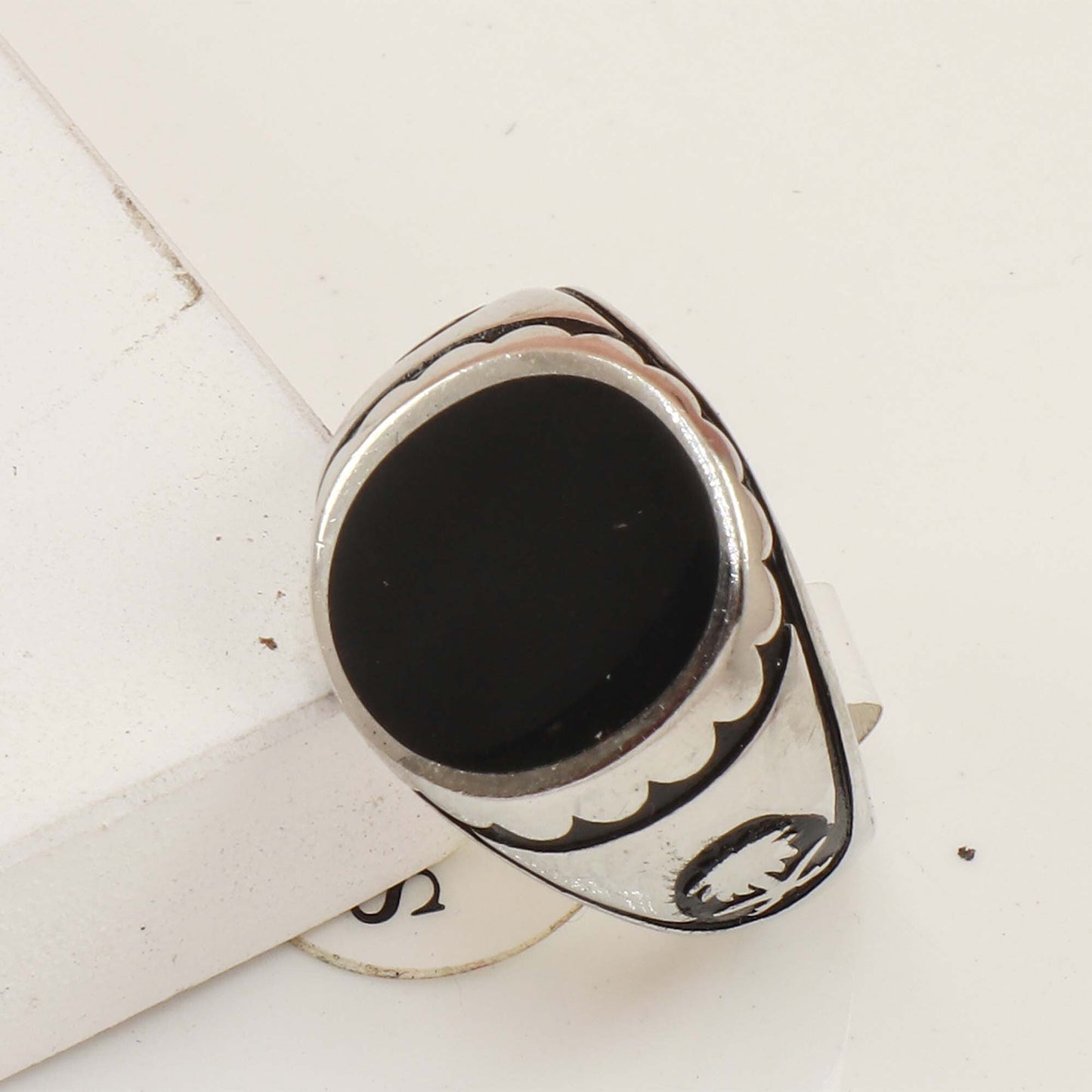 925 Sterling Silver Men's Ring Designer Black Enamel Ring Gents Silver Ring Gift for Him SIZE 15